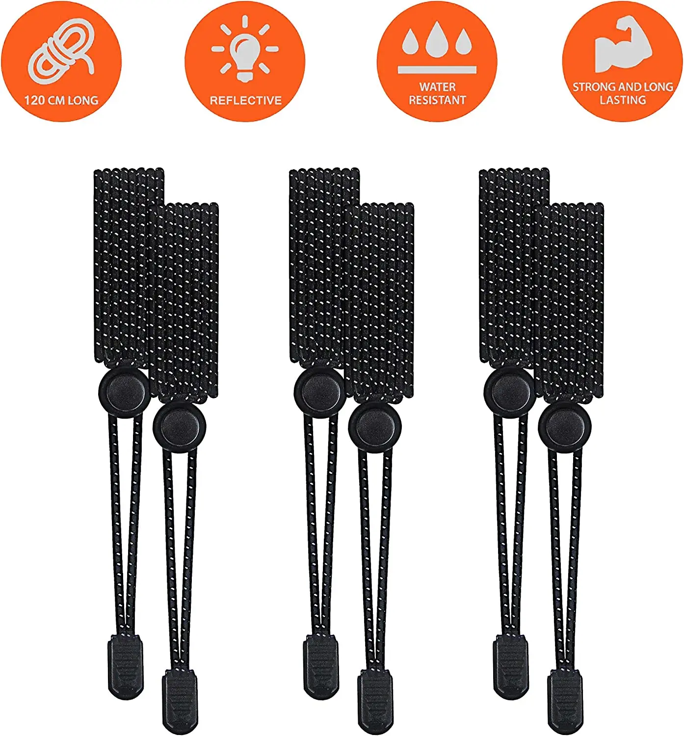 No Tie Shoelaces Lazy Shoe Lace Lock Bungee locking system Reflective elastic shoelaces with print lock lacefor Adults and Kids