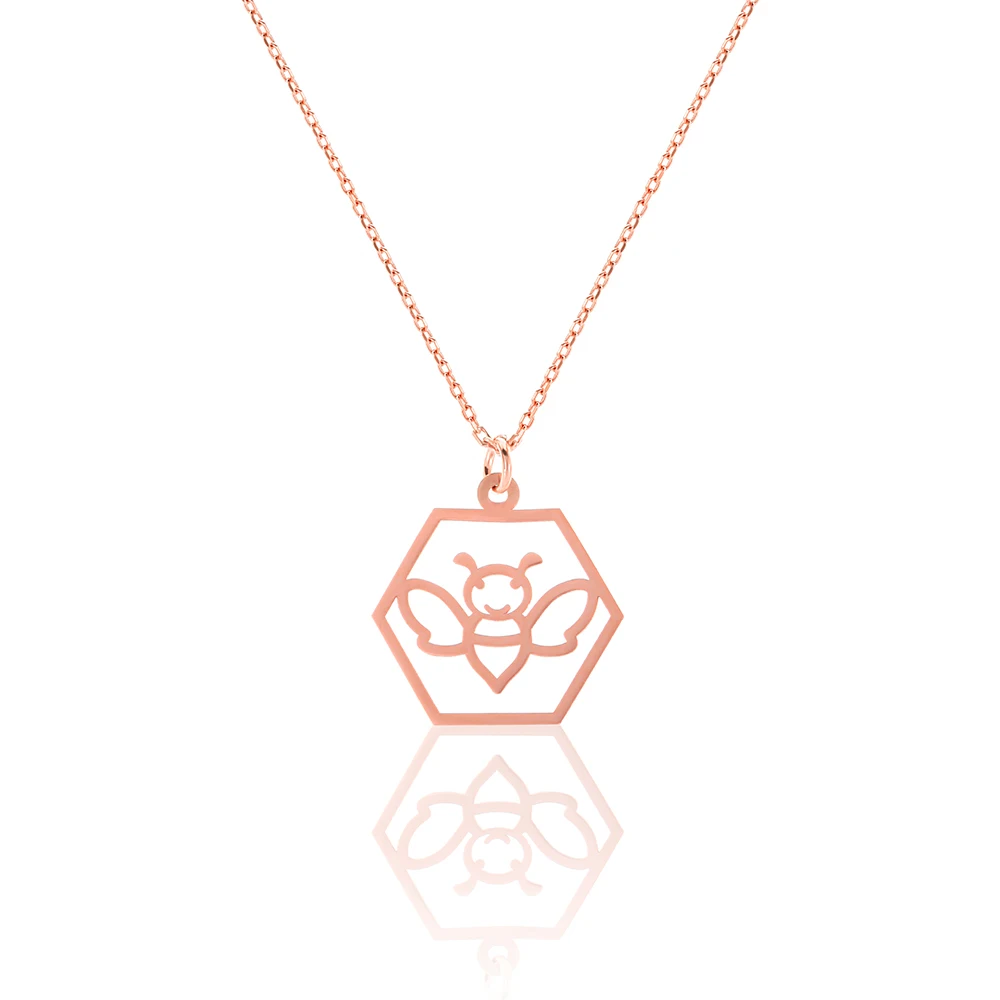 
Minimalist Honey Bee 925 Sterling Silver Gold Plated Pendant Jewelry Necklace for Women 