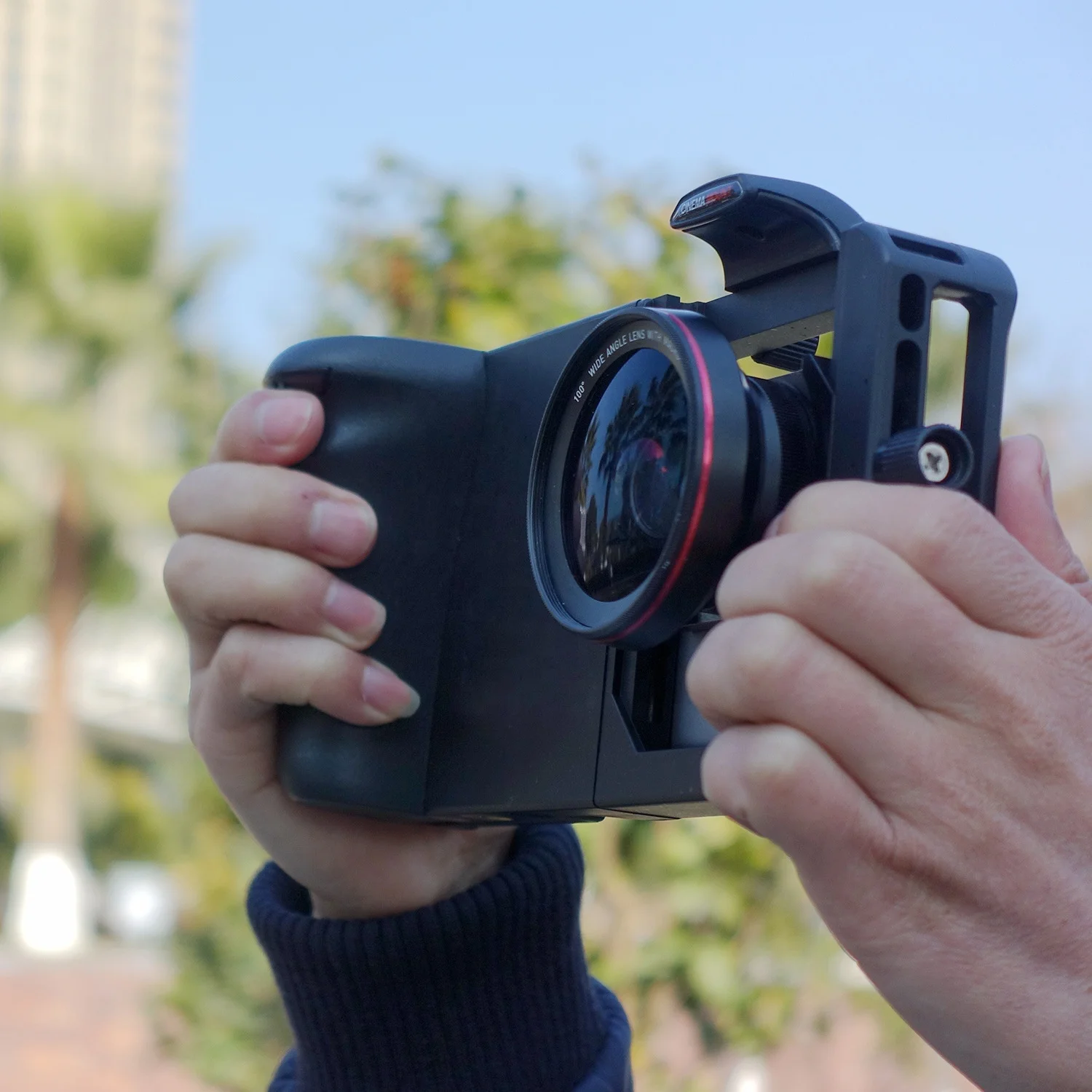 
Phone Stabilizer Universal Adjustable Handheld Camera Stand Cage Protector Video Mount Case with Lens Filters Use for Smart Phon 