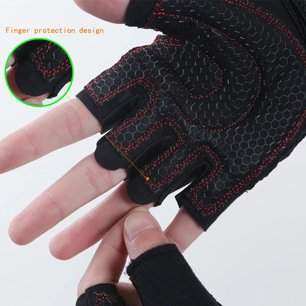 Hot Sale Sport Gloves Non Slip Gym Half Finger Nylon Hand Gloves With Sport Wristbands