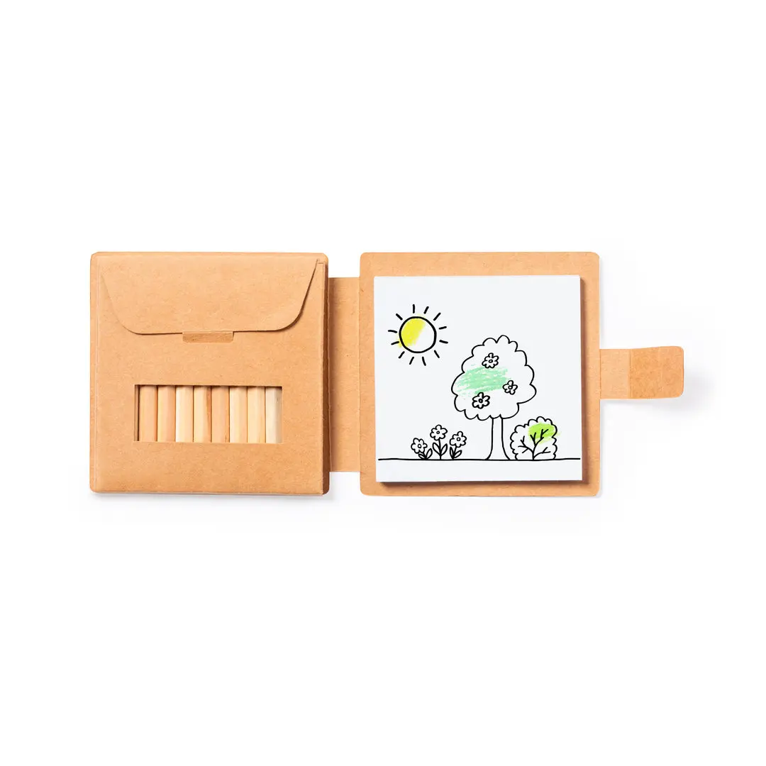 ECO FRIENDLY PROMOTIONAL KRAFT PAPER COLORING BOOK WITH  COLORED PENCILS KIDS DRAWING NOTEPAD DRAWING ART SET STATIONERY SET