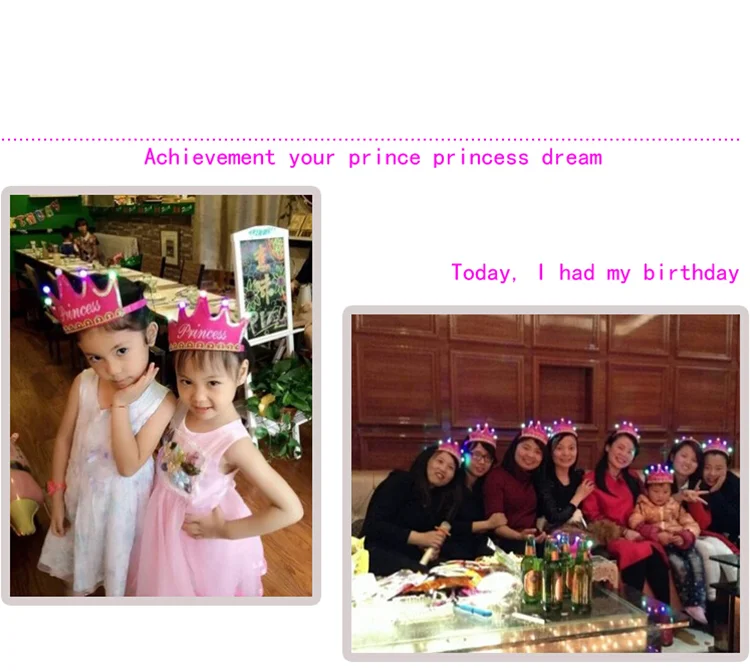 Custom disposable lighting happy birthday tiara crown birthday paper hat happy birthday hat