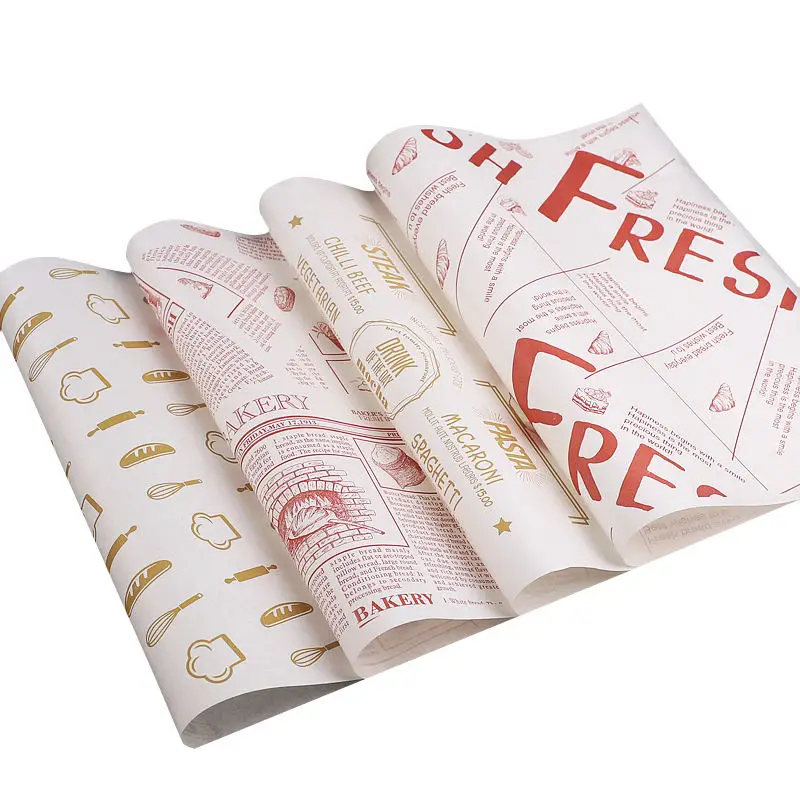 Eco-friendly wrapper Food and Deli Wrapping Greaseproof Paper Sheets 12Inch Deli Wax Paper with Custom Logo Printed