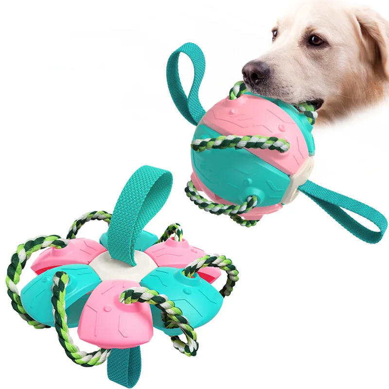 New arrival rubber durable dog toys aggressive chewers pet training football frisbeed toys Flying Disc Toy