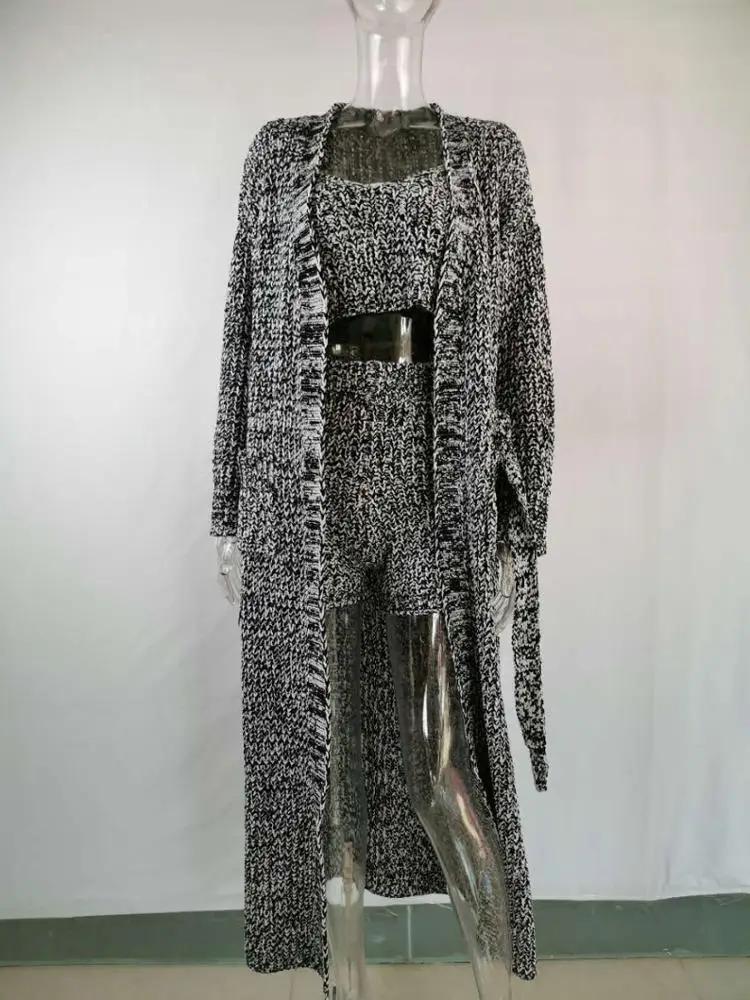 cardigans sweater women long cardigan shorts vest top sweater twinset  fashion 3 piece set women knitted sweater suits