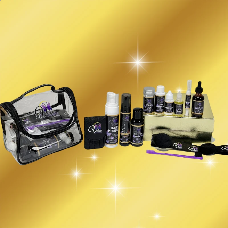 Hot Selling Private Label Lace Glue Remover Wax stick Melting Spray Lace Tint Spray Black Lace Wig Install Kit with Travel Bag