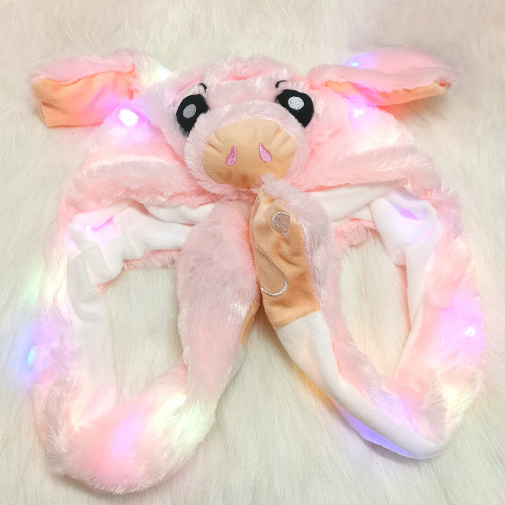 High Quality Animal Graphic Style Cute Winter Fleece Bunny Hat With Moving Ears For Kids Adults