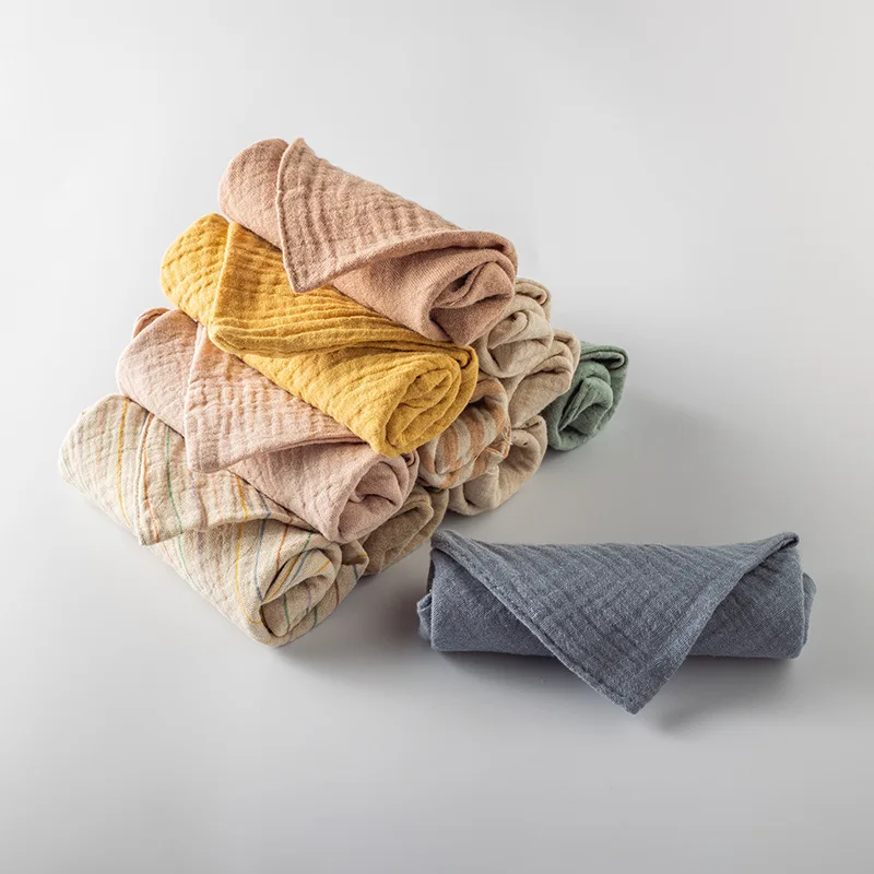 OEM Baby Washcloths 2 Layer Soft cotton muslin blanket for Newborn Bath Face cleaning  Natural Baby bibs for Delicate Skin