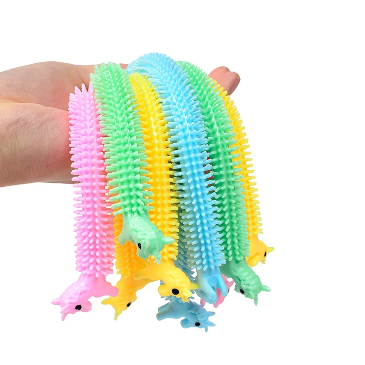 Top Quality Carton Design Fidget Toy Colorful TPR Monkey Noodle Sticky Stretchy Strings Fidget Sensory Toys