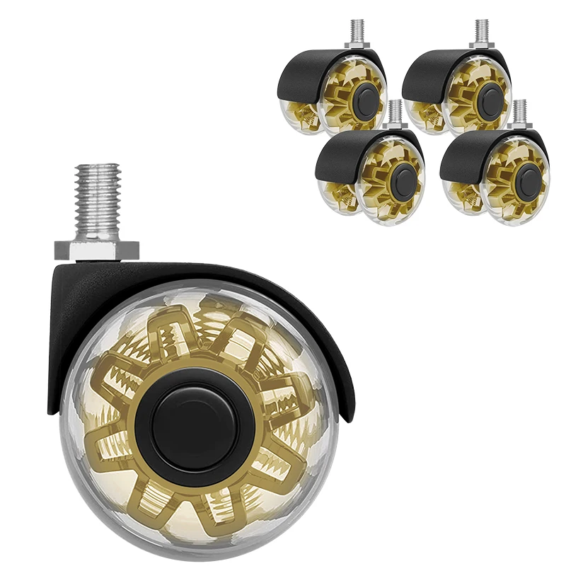 Universal 2 Inch 50mm PU Furniture Caster 360 Degree Custom Wheel Office Chair Caster Wheel with Ball Bearings Screw Stem