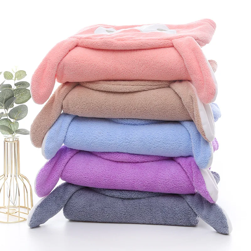 Wholesale High quality microfiber kids bathrobe coral velvet robe girl boy custom wearable bath towel for hotel pool use