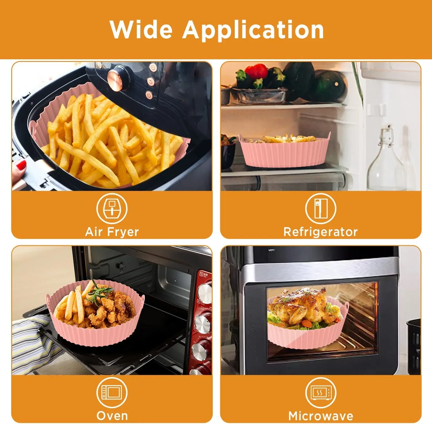 8 inch Reusable Air Fryer Food Safe Dishwasher Microwave Pads Silicone Baking Tray Kitchen Tool Baking Mat Oven Air Fryer Liner