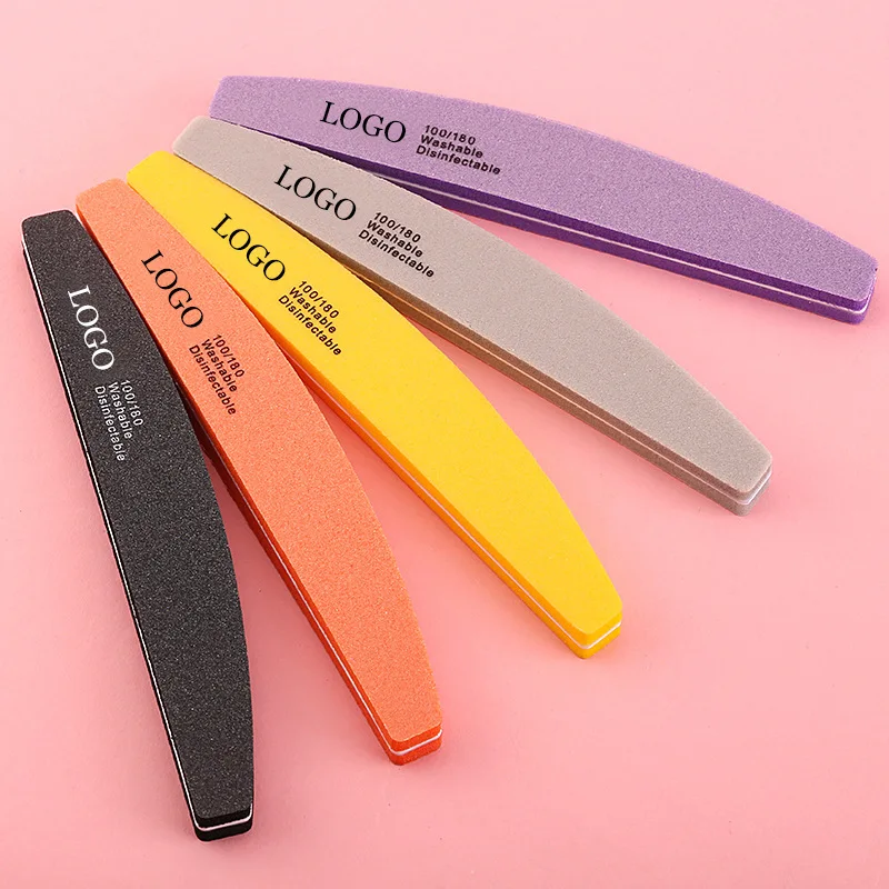 Sandpaper File Professional Custom Printed Logo Double Side Disposable Rectangle Nail File 100/180 Grit Sandpaper Nail File