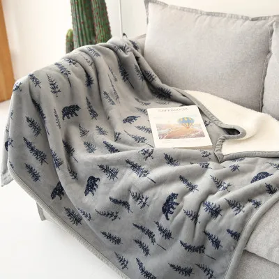 2019 New Export Nordic double sherpa fleece blanket thickened warm winter flannel blanket sofa blanket