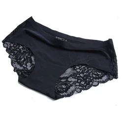 Traceless Lace Seamless Underwear Ice Silk Briefs Women Sexy Seamless Panties