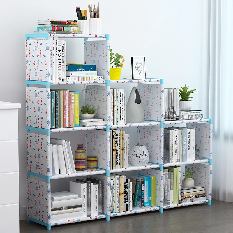 
Hot selling non-woven fabric foldable bookshelf portable bookcase 