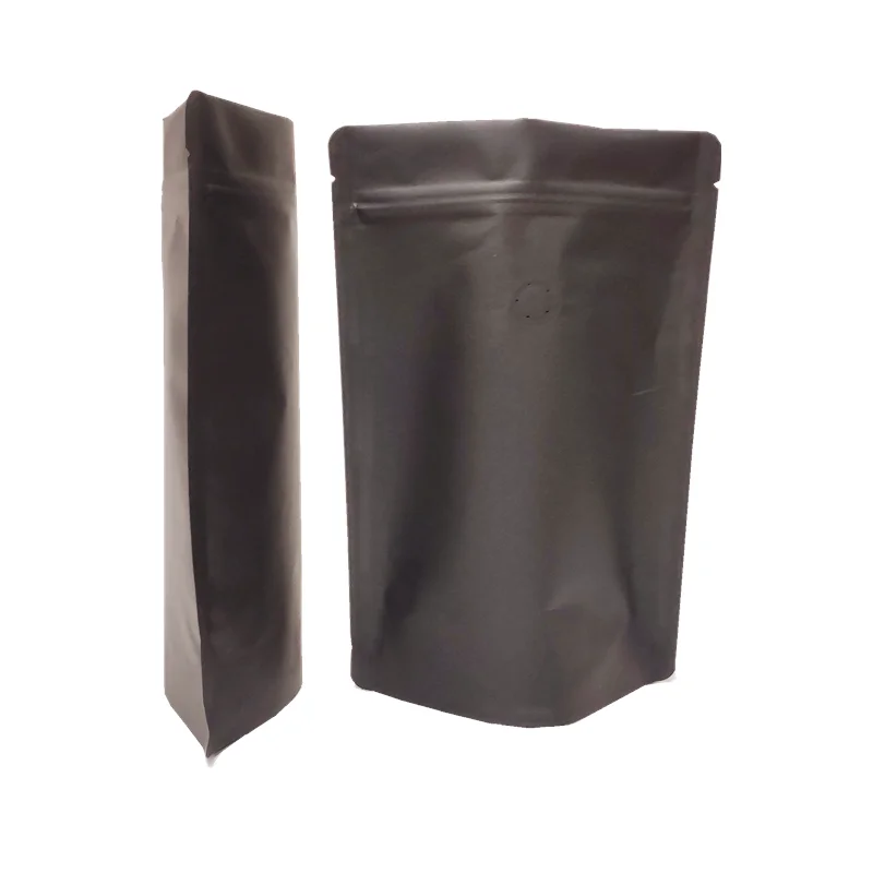 8oz stock black kraft paper stand up zipper pouch bag for coffee