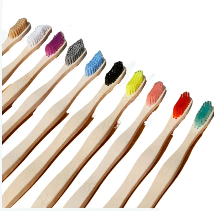 Natural Bamboo Toothbrush With Biodegradable Soft Wooden Brush Bristles Customized Color And Size
