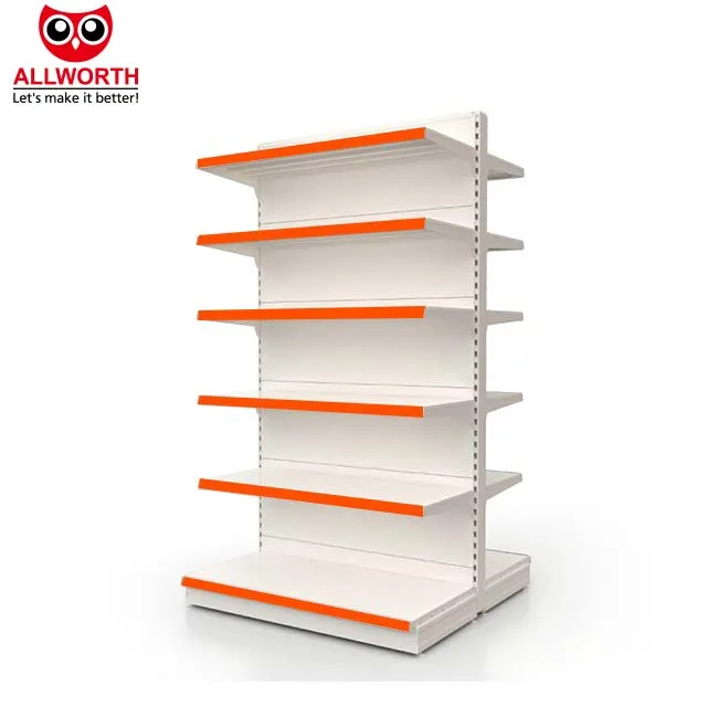 Factory Custom Size white round shelf half circle end supermarket shelves gondola supermarket shelf