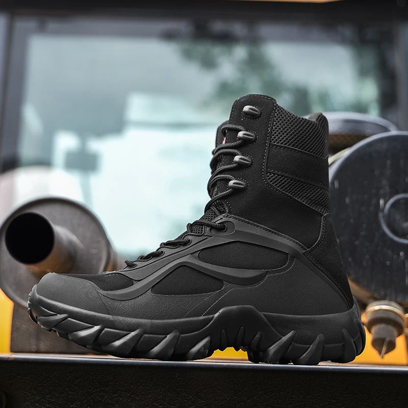 Waterproof Lightweight Army Jungle Boot for Men Botas Militares Working Boots With Steel Toe Safety Black High Ankle Combat Boot
