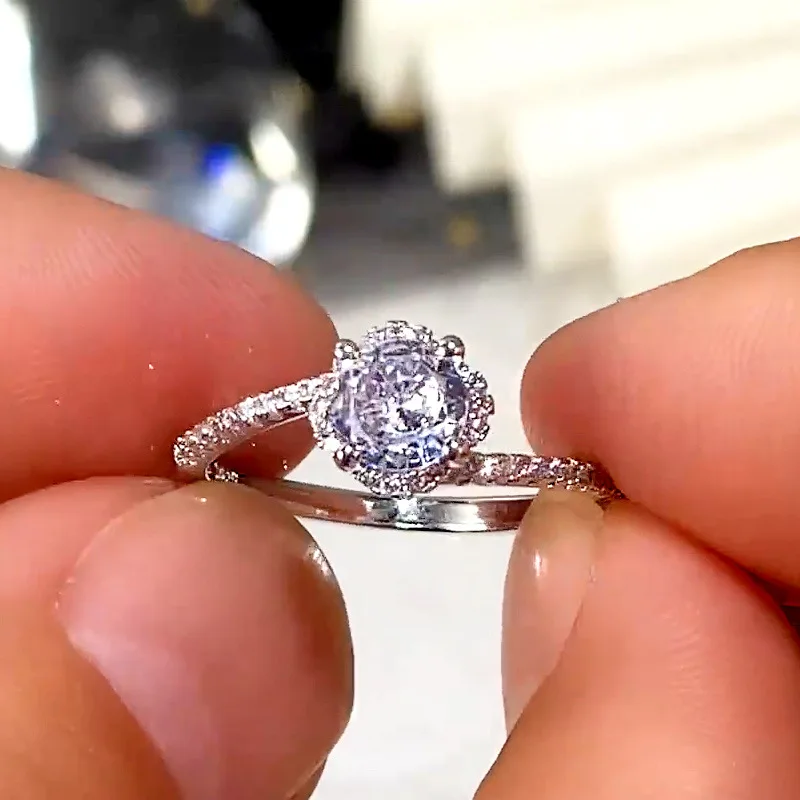  New Arrival High Quality Wholesale Flower Cz zircon ring jewelry gift for