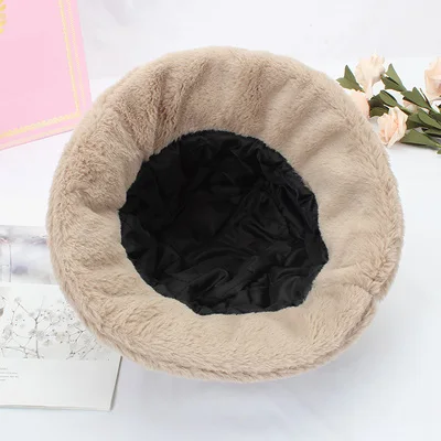 Hat Logo Embroidery Custom Faux Fur Plush Hat