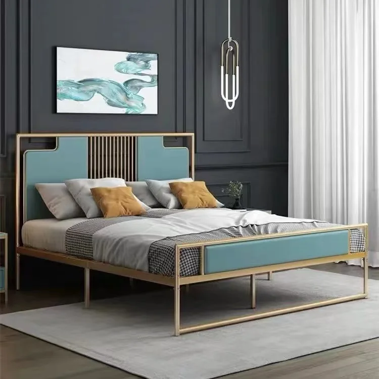 White Queen Bed Factory direct sale fashion product home furniture bedroom single and double hotel metal bed