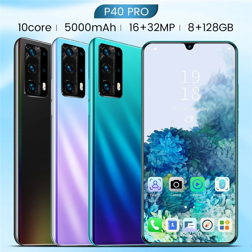 
VBEST 2020 Hot Sale P40 Pro Android 10.0 Smartphone 6.5 Inches Large Memory 8GB+128GB thin Face Unlock Dual Card 