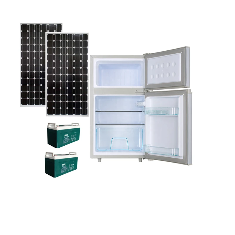 Best Price 98L Mini Portable Double Door Refrigerators 12V DC Solar Powered Fridges Freezer For RV