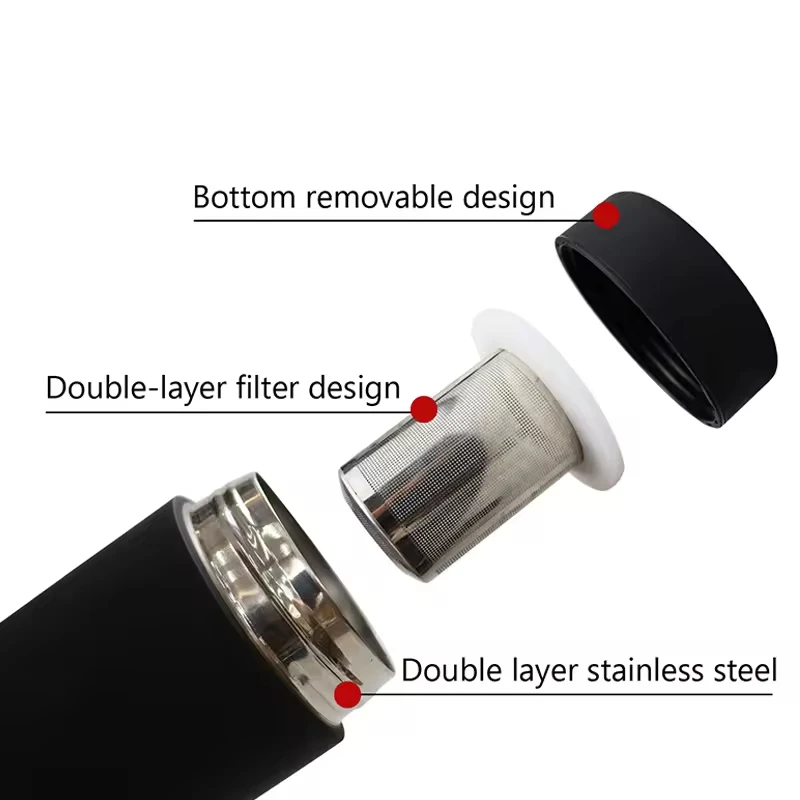 500Ml Narrow Mouth Sports Double Wall Stainless Steel Vacuum Flask  Water Bottle With Strap Filter