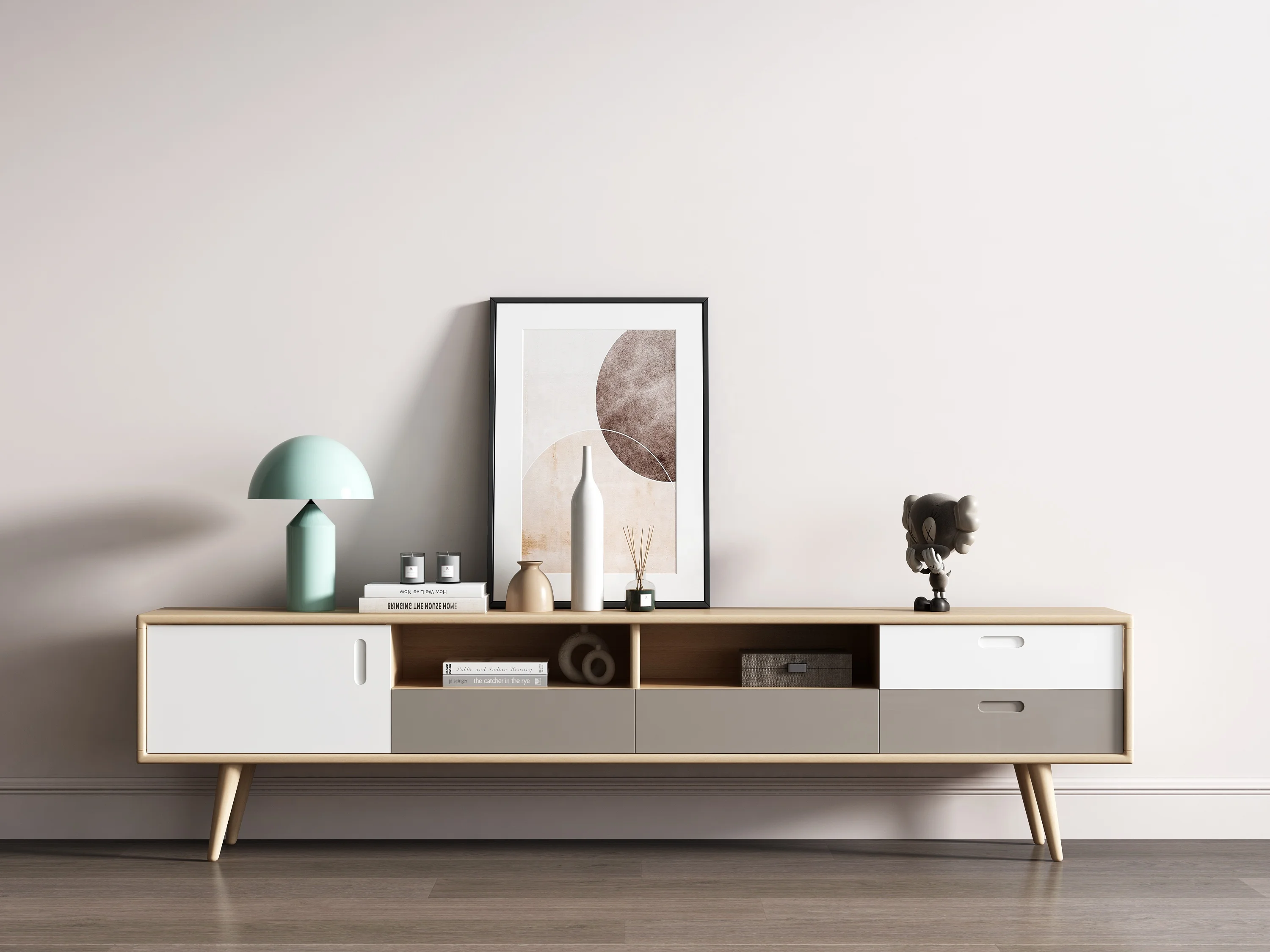 Hot Sale new design TV cabinet TV stand for living room furniture PU leather Marble top