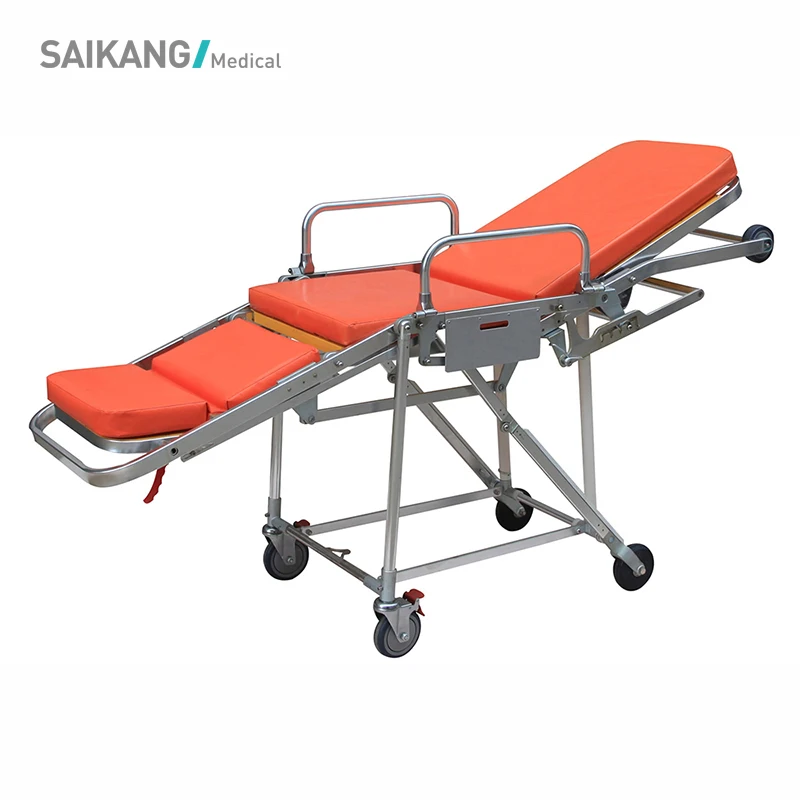 SKB039(E) Metal Adjustable Folding Medical Chair Patient Transport Hospital Ambulance Emergency Stretcher Trolley Manufacturers