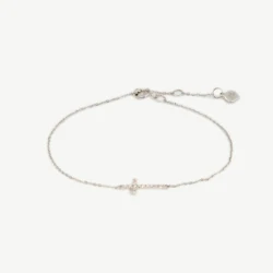 Chris April custom solid gold 18k 14k 9k cross charm round brilliant cut diamond bracelet