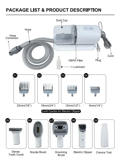 Pet product Hair Brushes remover Vacuum fur Cleaner electric cat dog multi functional 9 in 1 Pet hair Vacuum Cleaner