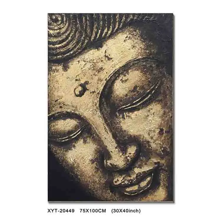 Abstract contemporary Handmade Wall art Decorative gold foil Artwork 3d buddha Oil Painting on Canvas