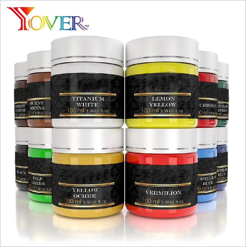 12pcs 100ml Jumbo Acrylic Paint in Plastic Tank