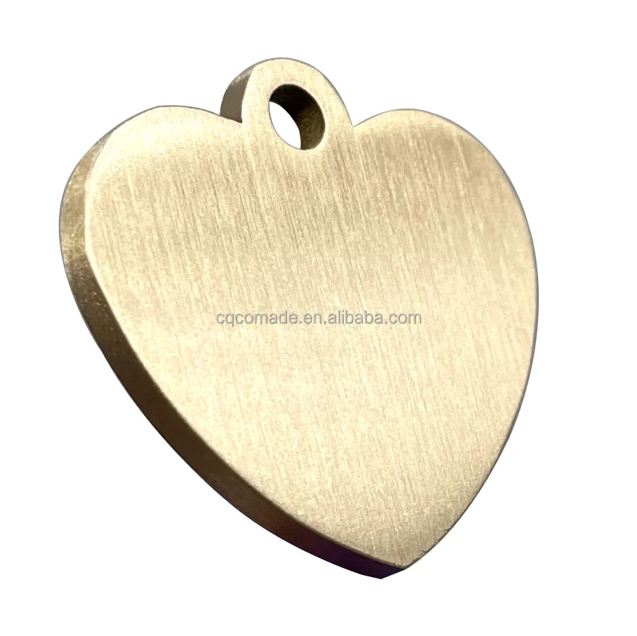 14 gauge 1 inch Brass tag blanks Custom engraving soft solid brass heart shape pendant tags