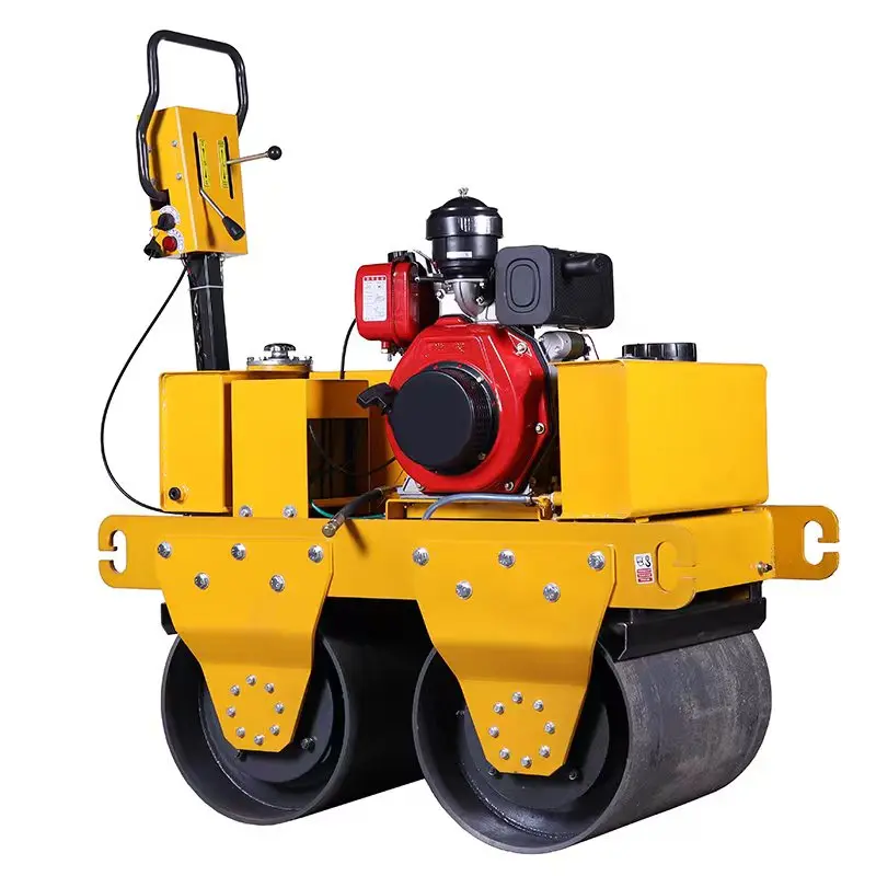 Vibratory Steel-wheeled Roller Real price Pedestrian Roller with Double Drum