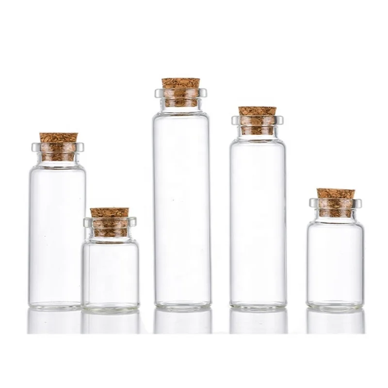 Manufacturer of 1ml to 100ml  glass vial with cork mini glass vial with cork lid 37 mm 60ml glass vial with cork top