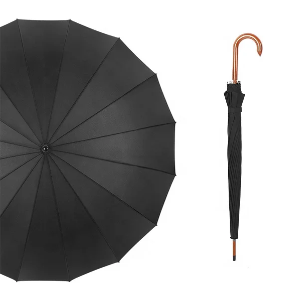 Factory Wholesale Cheap Hot Sale J Type Wooden Handle Straight Pole Wooden Umbrella Custom Automatic Umbrella