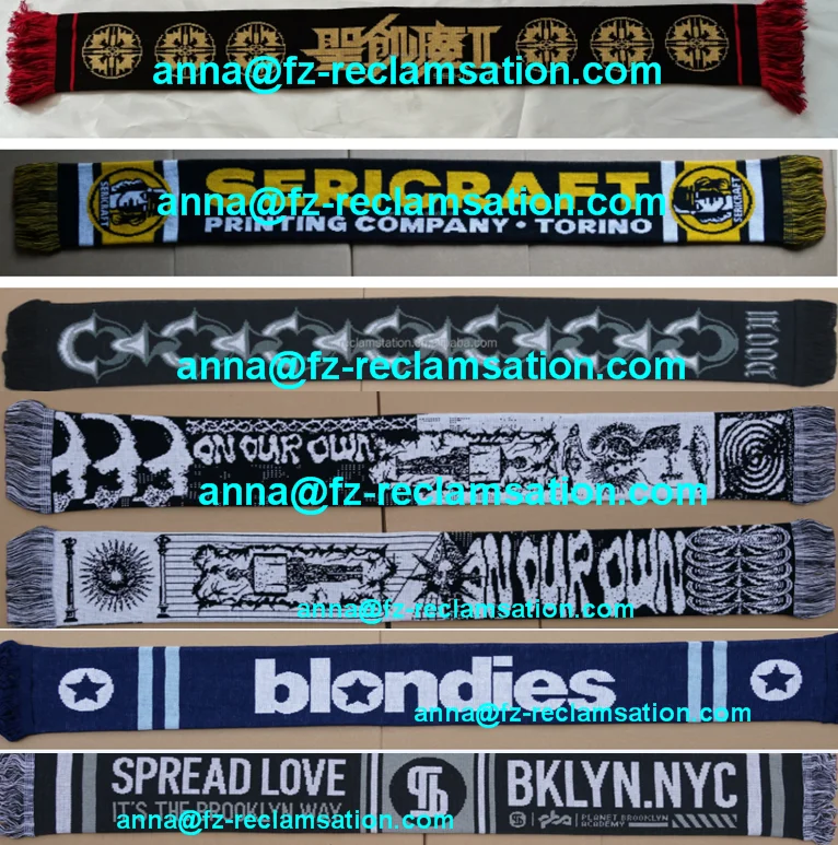 ladies winter  solid multi-colors jacquard woven acrylic knitted soccer club scarfs   for National country flag