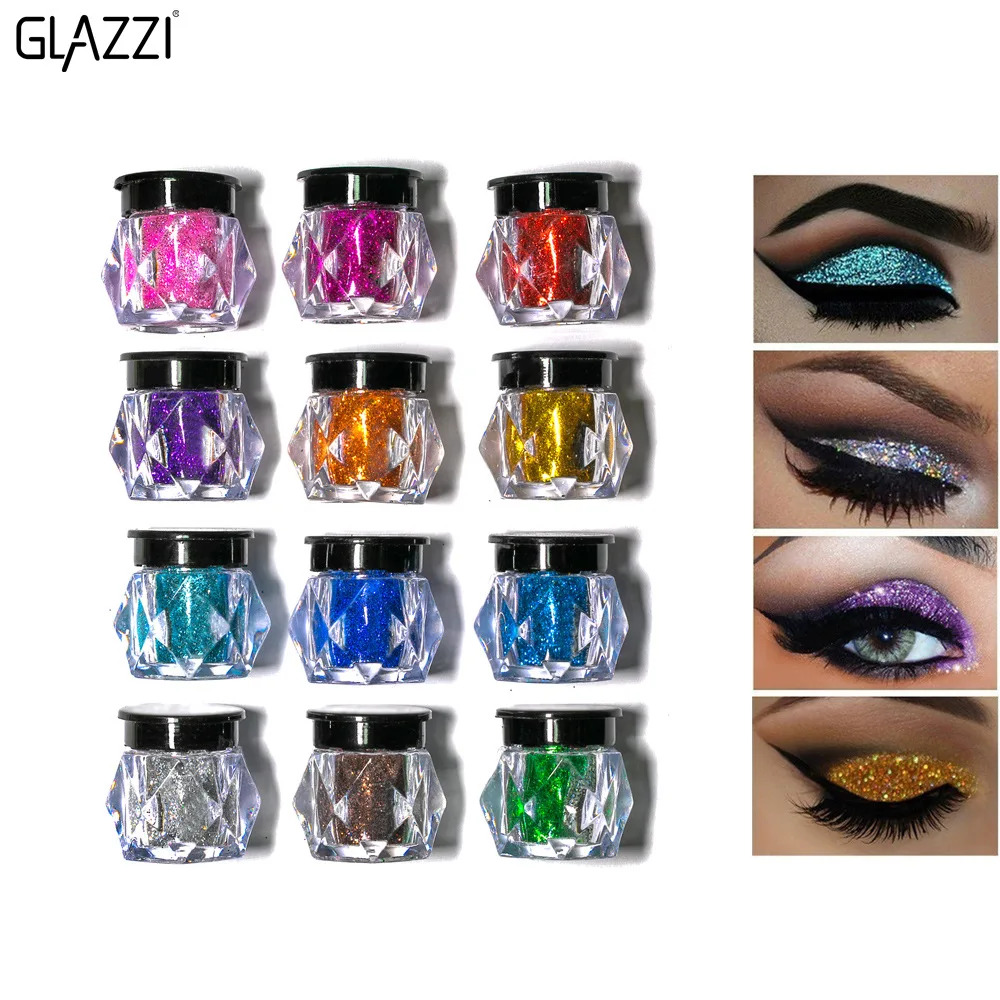 12 colors Glitter Glow Sparkling Eye shadow Chunky Glitter Eye shadow loose eyeshadow Nail Glitter acrylic powder nail art