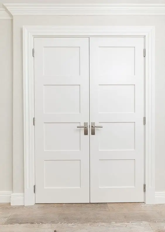 American style Customized  White Primed Solid Core Wood Interior Oak wood Door shaker style doors