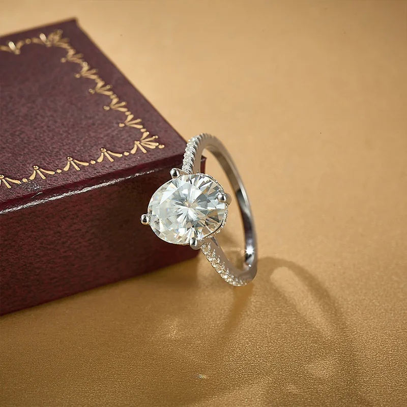 New Product Moissanite Ring Band Cut 925 Sterling Silver For Mens Women Solitaire Green Gra Engagement With Low Price