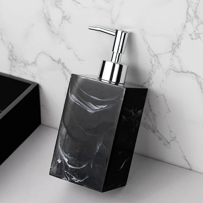 Luxury Hotel Shiny Black Soap Dispenser Shampoo and Conditioner Bright Bottles 400ml