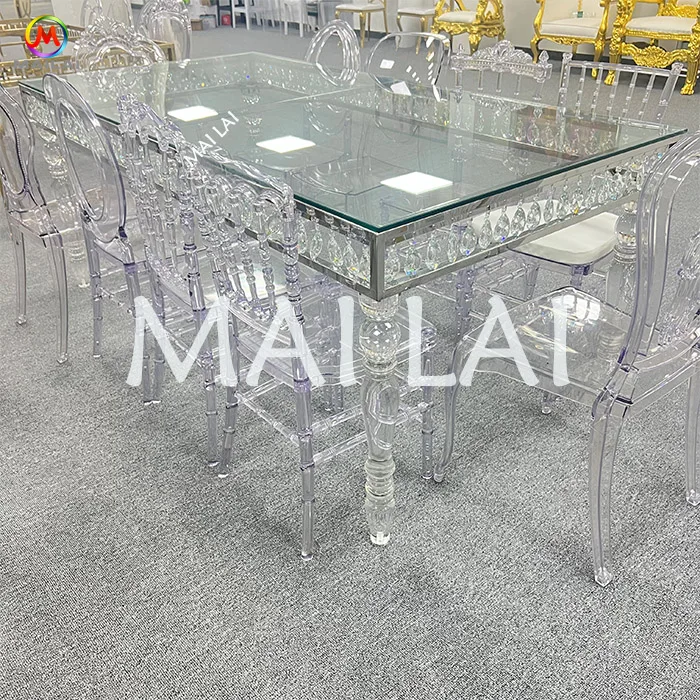 New Clear Table For Wedding Excellent Design Crystal Dining Table Elegant Banquet Furniture