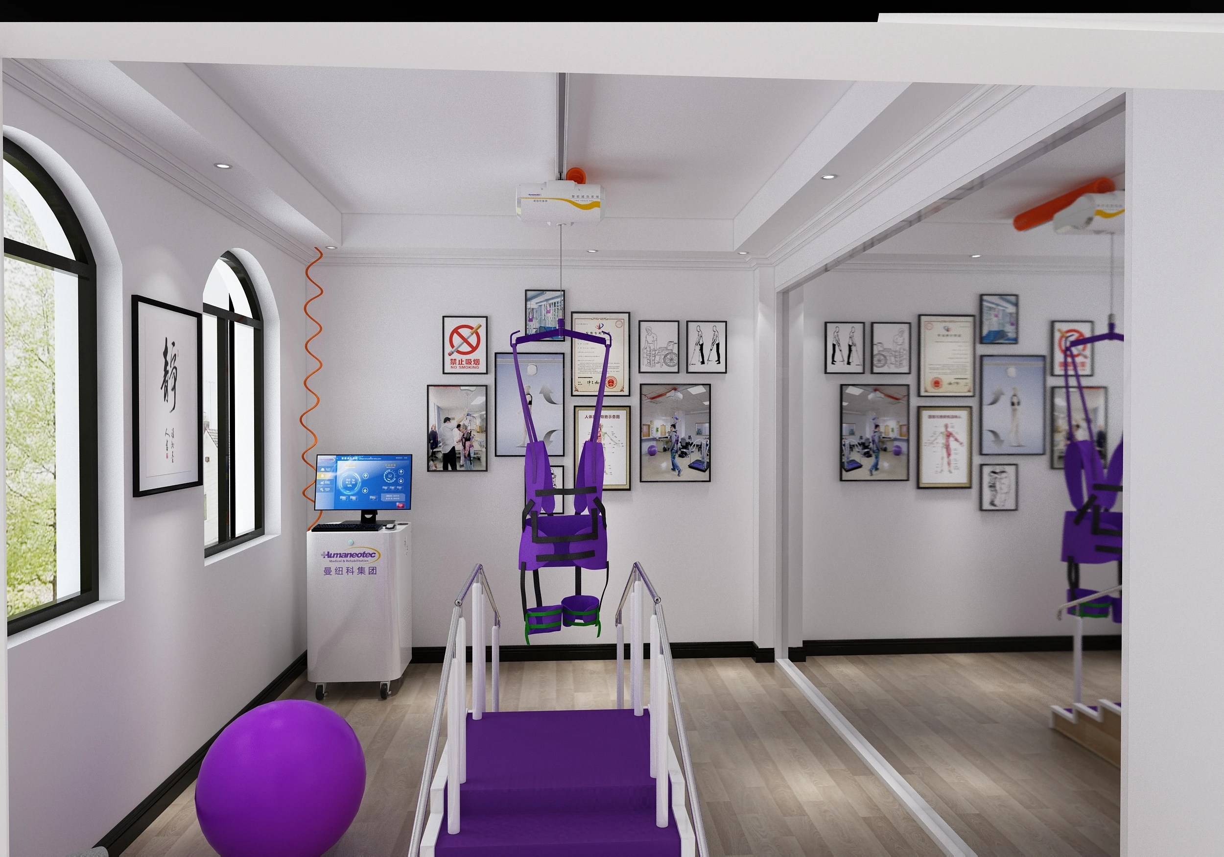 Humaneotec Blang Robotic Gait Training Rehabilitation Equipment Balance Walker Ceiling Hoist Patient Lifting Device