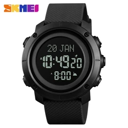 SKMEI 1728 Muslim Qibla Compass City Selection Bookmark Sports Digital Mens Azan Wrist watch