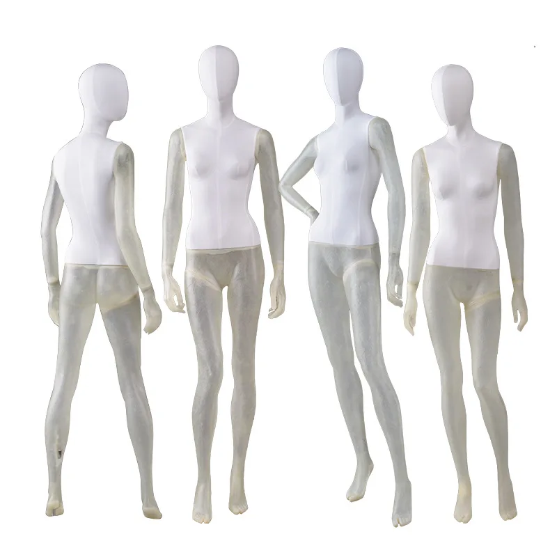 New FRP Full body Mannequins Female with upper fabric wrapped realistic mannequin woman dummy torso stand for clothing display