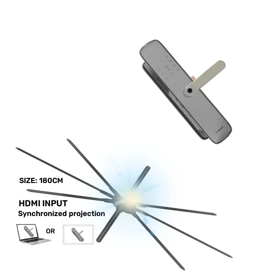 180cm large screen Innovative hologram 3D fan HDMI-synchronization Computer interactive 3d hologram fan HDMI-synchronization